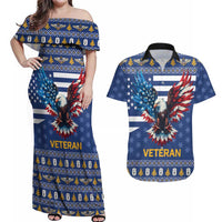 US Navy 250th Anniversary Veteran Couples Matching Off Shoulder Maxi Dress and Hawaiian Shirt - Wonder Print Shop
