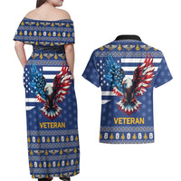US Navy 250th Anniversary Veteran Couples Matching Off Shoulder Maxi Dress and Hawaiian Shirt - Wonder Print Shop