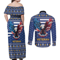 US Navy 250th Anniversary Veteran Couples Matching Off Shoulder Maxi Dress and Long Sleeve Button Shirt - Wonder Print Shop