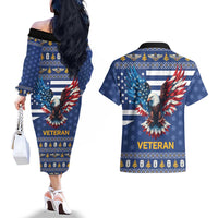 US Navy 250th Anniversary Veteran Couples Matching Off The Shoulder Long Sleeve Dress and Hawaiian Shirt - Wonder Print Shop