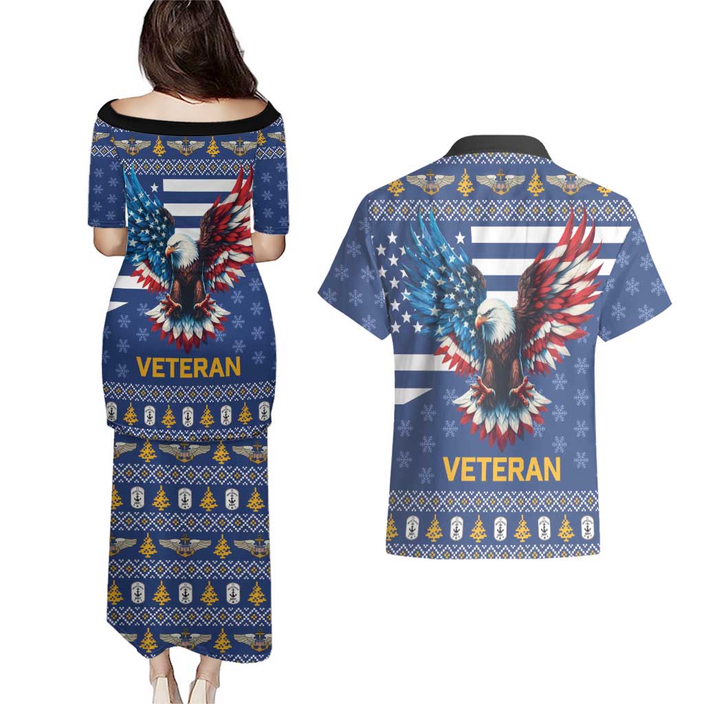US Navy 250th Anniversary Veteran Couples Matching Puletasi and Hawaiian Shirt - Wonder Print Shop