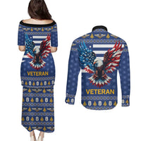 US Navy 250th Anniversary Veteran Couples Matching Puletasi and Long Sleeve Button Shirt - Wonder Print Shop