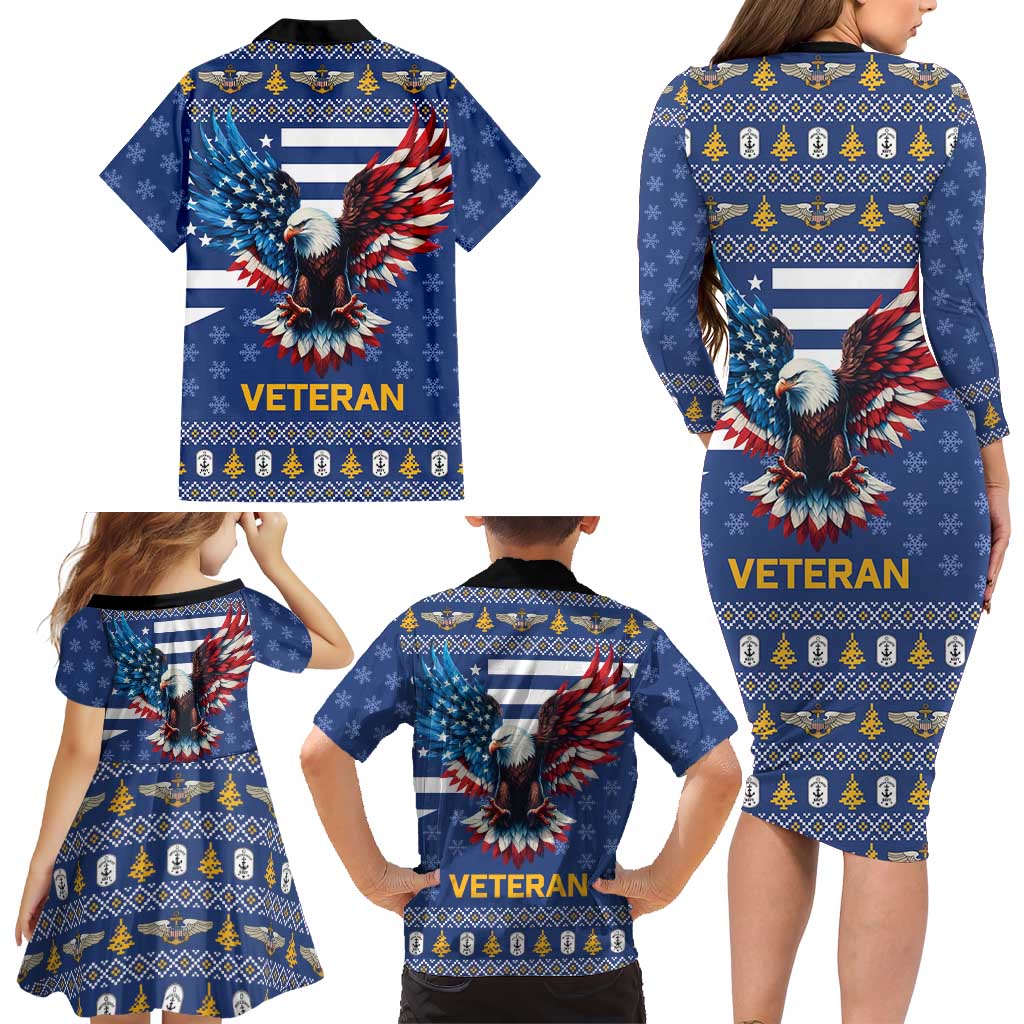 US Navy 250th Anniversary Veteran Family Matching Long Sleeve Bodycon Dress and Hawaiian Shirt - Wonder Print Shop