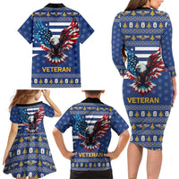 US Navy 250th Anniversary Veteran Family Matching Long Sleeve Bodycon Dress and Hawaiian Shirt - Wonder Print Shop