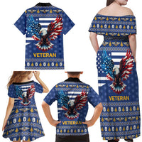 US Navy 250th Anniversary Veteran Family Matching Off Shoulder Maxi Dress and Hawaiian Shirt - Wonder Print Shop