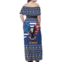 US Navy 250th Anniversary Veteran Family Matching Off Shoulder Maxi Dress and Hawaiian Shirt - Wonder Print Shop