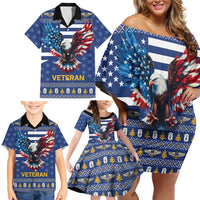 US Navy 250th Anniversary Veteran Family Matching Off Shoulder Short Dress and Hawaiian Shirt - Wonder Print Shop