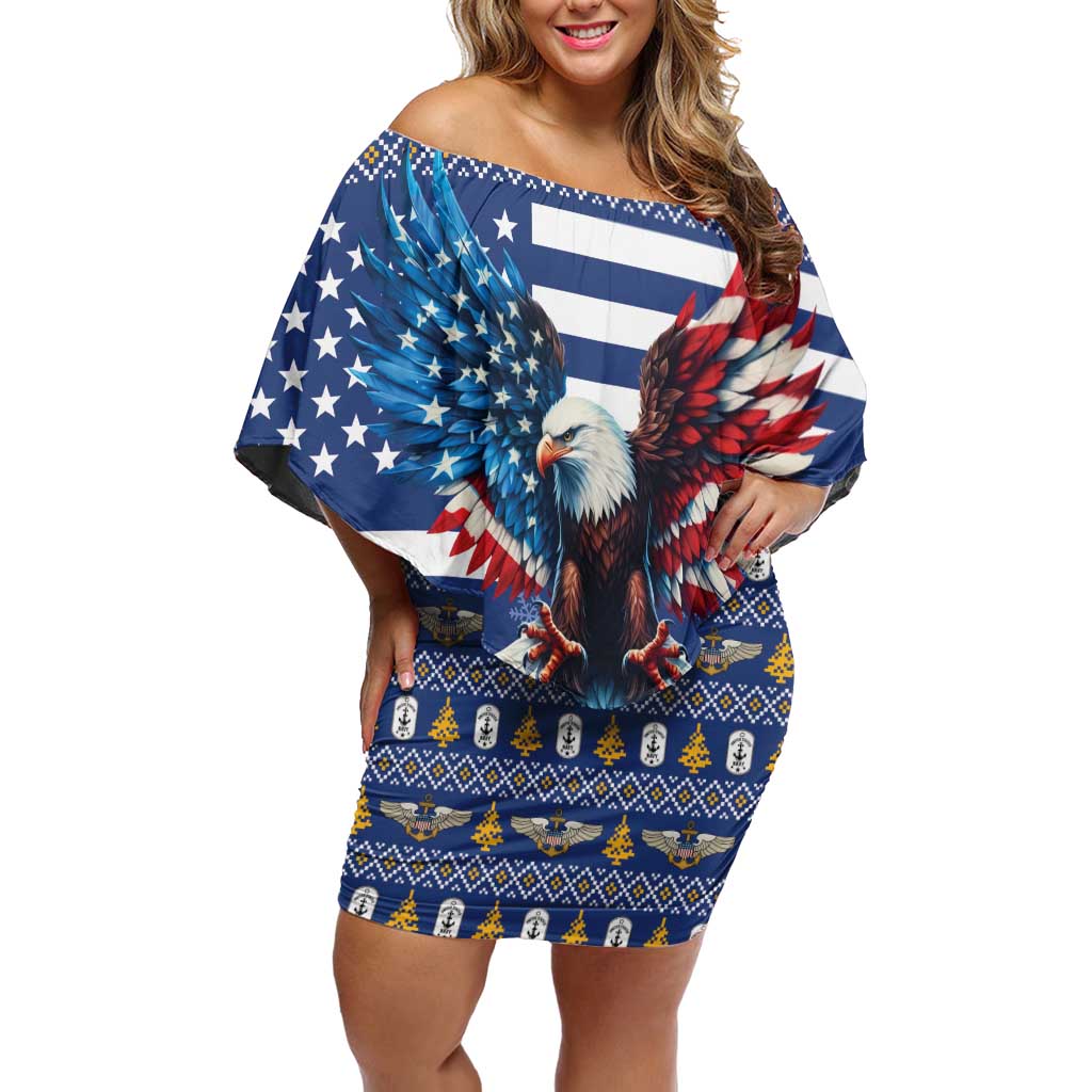 US Navy 250th Anniversary Veteran Family Matching Off Shoulder Short Dress and Hawaiian Shirt - Wonder Print Shop