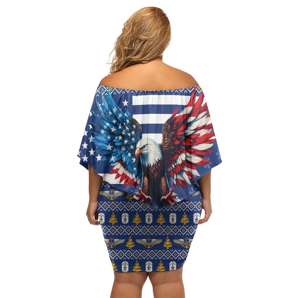US Navy 250th Anniversary Veteran Family Matching Off Shoulder Short Dress and Hawaiian Shirt - Wonder Print Shop
