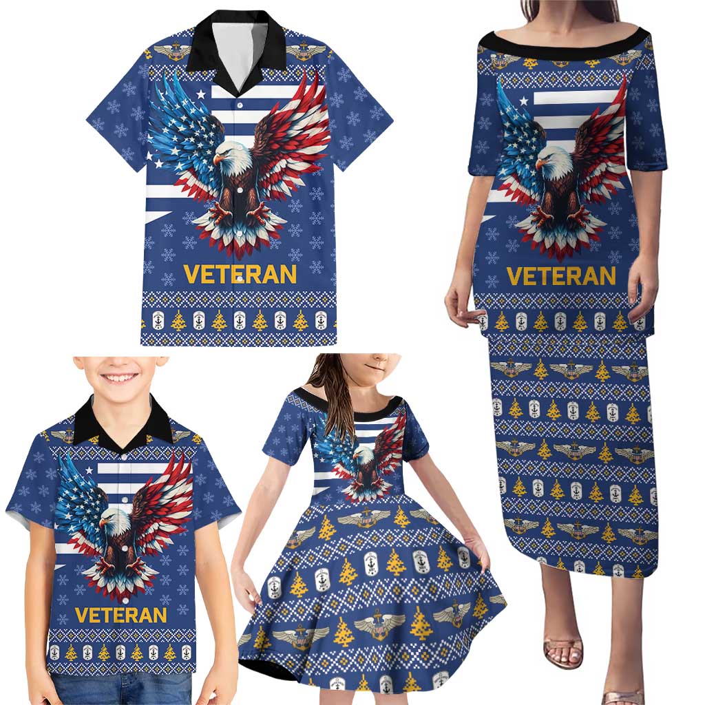 US Navy 250th Anniversary Veteran Family Matching Puletasi and Hawaiian Shirt - Wonder Print Shop