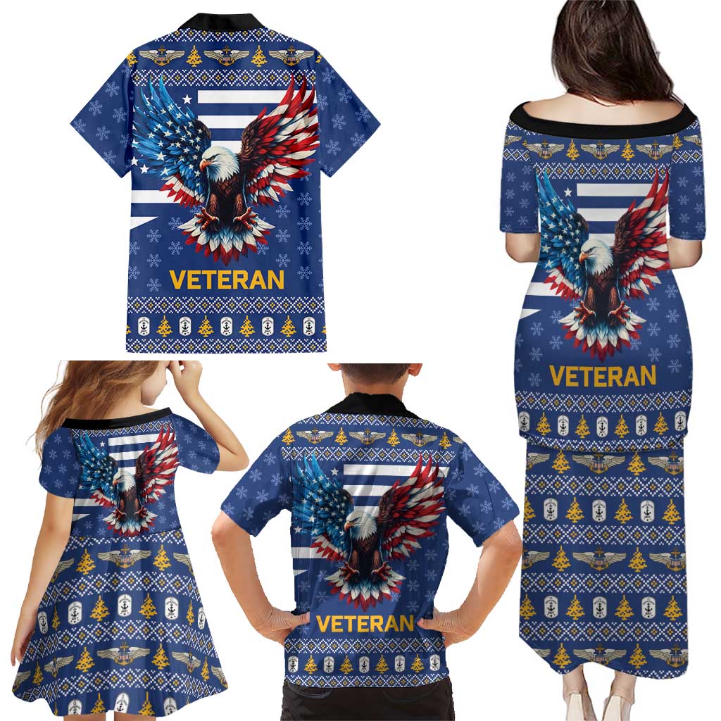 US Navy 250th Anniversary Veteran Family Matching Puletasi and Hawaiian Shirt - Wonder Print Shop