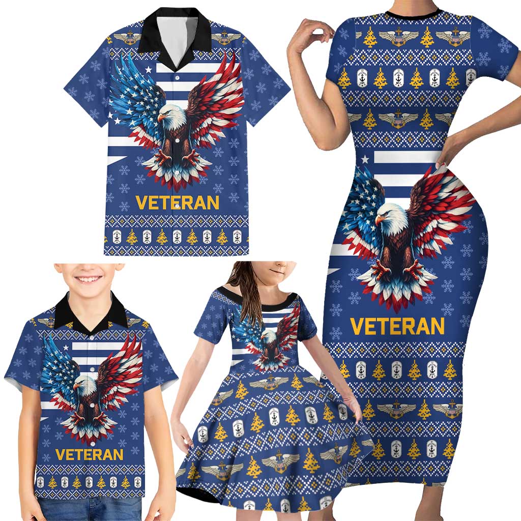 US Navy 250th Anniversary Veteran Family Matching Short Sleeve Bodycon Dress and Hawaiian Shirt - Wonder Print Shop