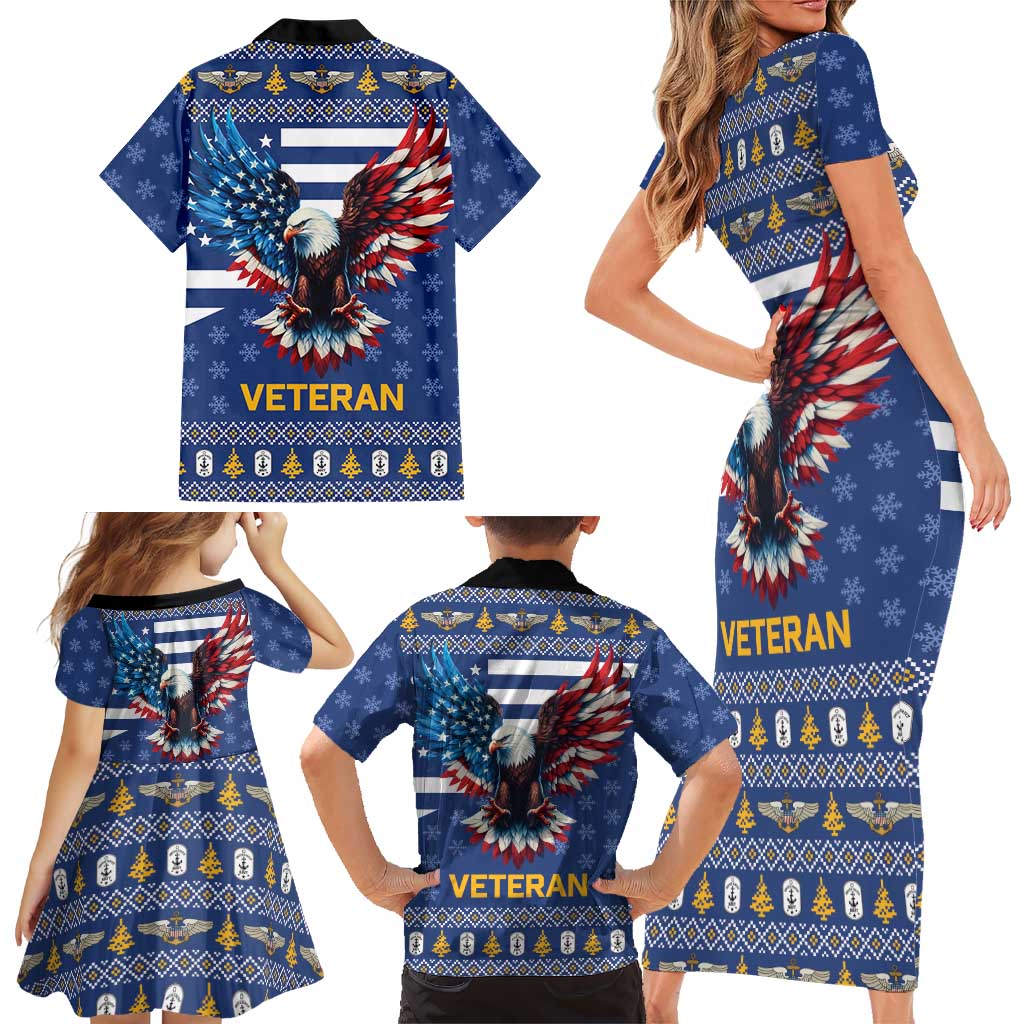 US Navy 250th Anniversary Veteran Family Matching Short Sleeve Bodycon Dress and Hawaiian Shirt - Wonder Print Shop