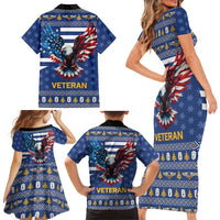 US Navy 250th Anniversary Veteran Family Matching Short Sleeve Bodycon Dress and Hawaiian Shirt - Wonder Print Shop