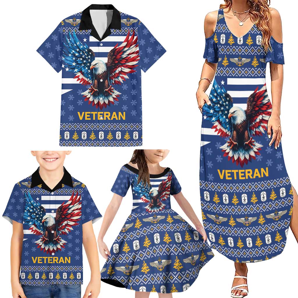 US Navy 250th Anniversary Veteran Family Matching Summer Maxi Dress and Hawaiian Shirt - Wonder Print Shop
