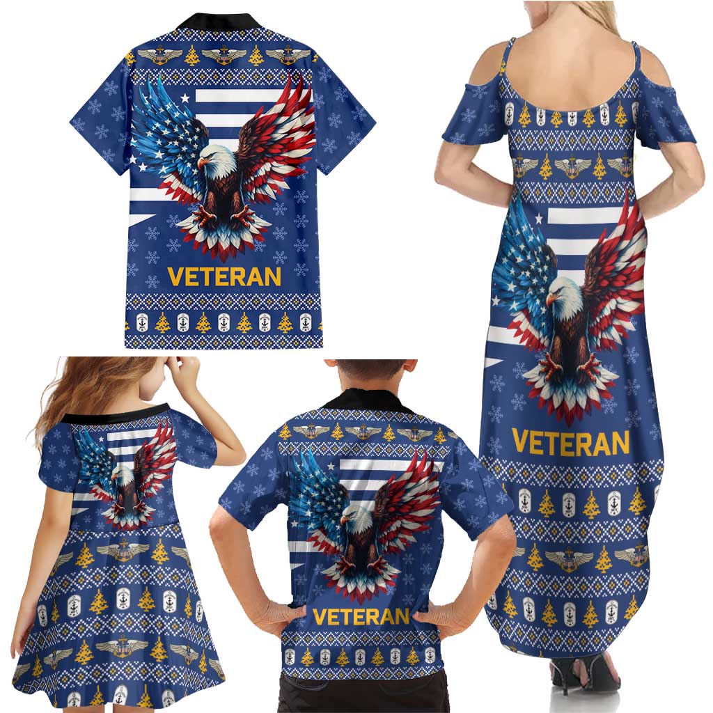 US Navy 250th Anniversary Veteran Family Matching Summer Maxi Dress and Hawaiian Shirt - Wonder Print Shop