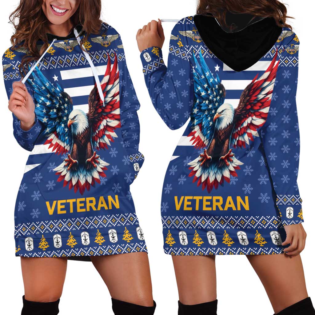 US Navy 250th Anniversary Veteran Hoodie Dress - Wonder Print Shop