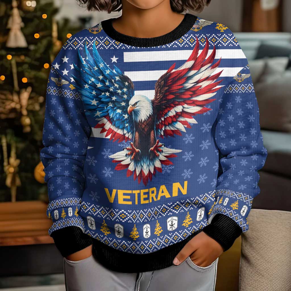 US Navy 250th Anniversary Veteran Kid Ugly Christmas Sweater - Wonder Print Shop