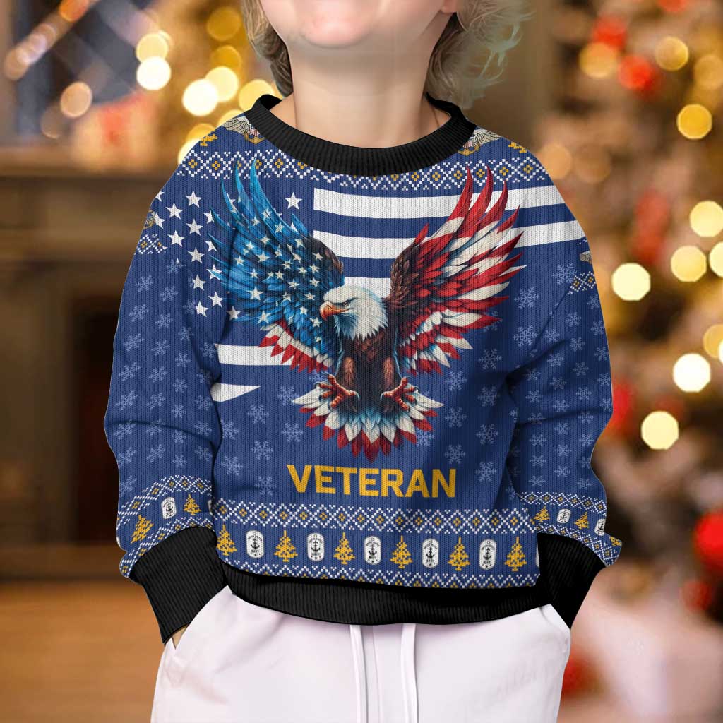 US Navy 250th Anniversary Veteran Kid Ugly Christmas Sweater - Wonder Print Shop