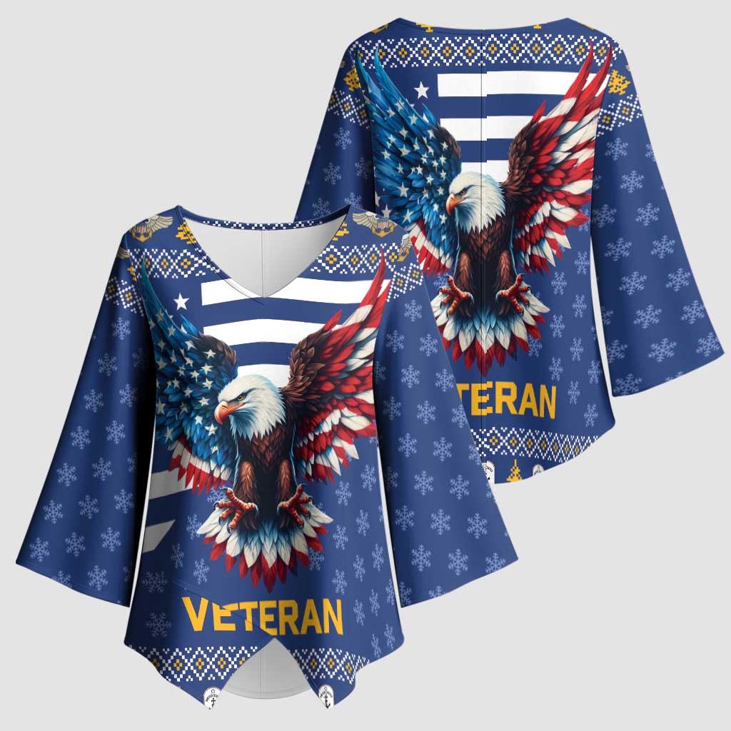 US Navy 250th Anniversary Veteran Kimono Sleeve Blouse - Wonder Print Shop