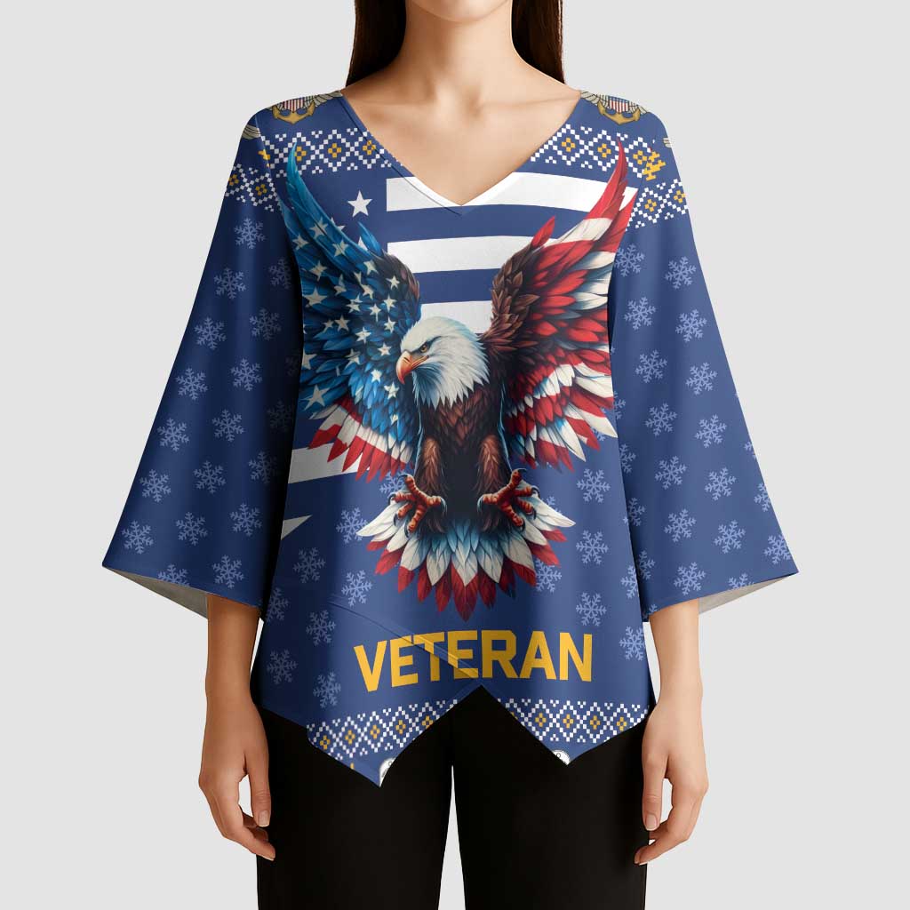 US Navy 250th Anniversary Veteran Kimono Sleeve Blouse - Wonder Print Shop