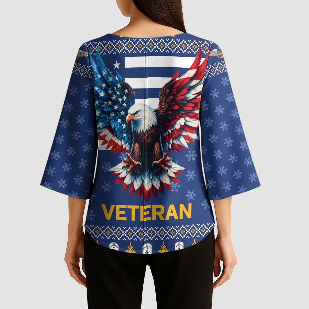 US Navy 250th Anniversary Veteran Kimono Sleeve Blouse - Wonder Print Shop