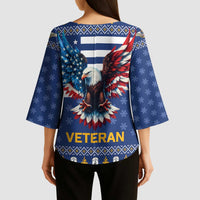 US Navy 250th Anniversary Veteran Kimono Sleeve Blouse - Wonder Print Shop