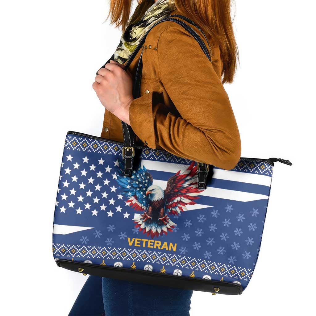 US Navy 250th Anniversary Veteran Leather Tote Bag - Wonder Print Shop