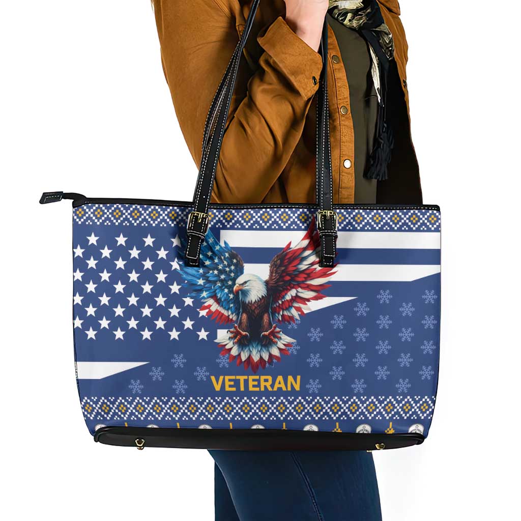 US Navy 250th Anniversary Veteran Leather Tote Bag - Wonder Print Shop