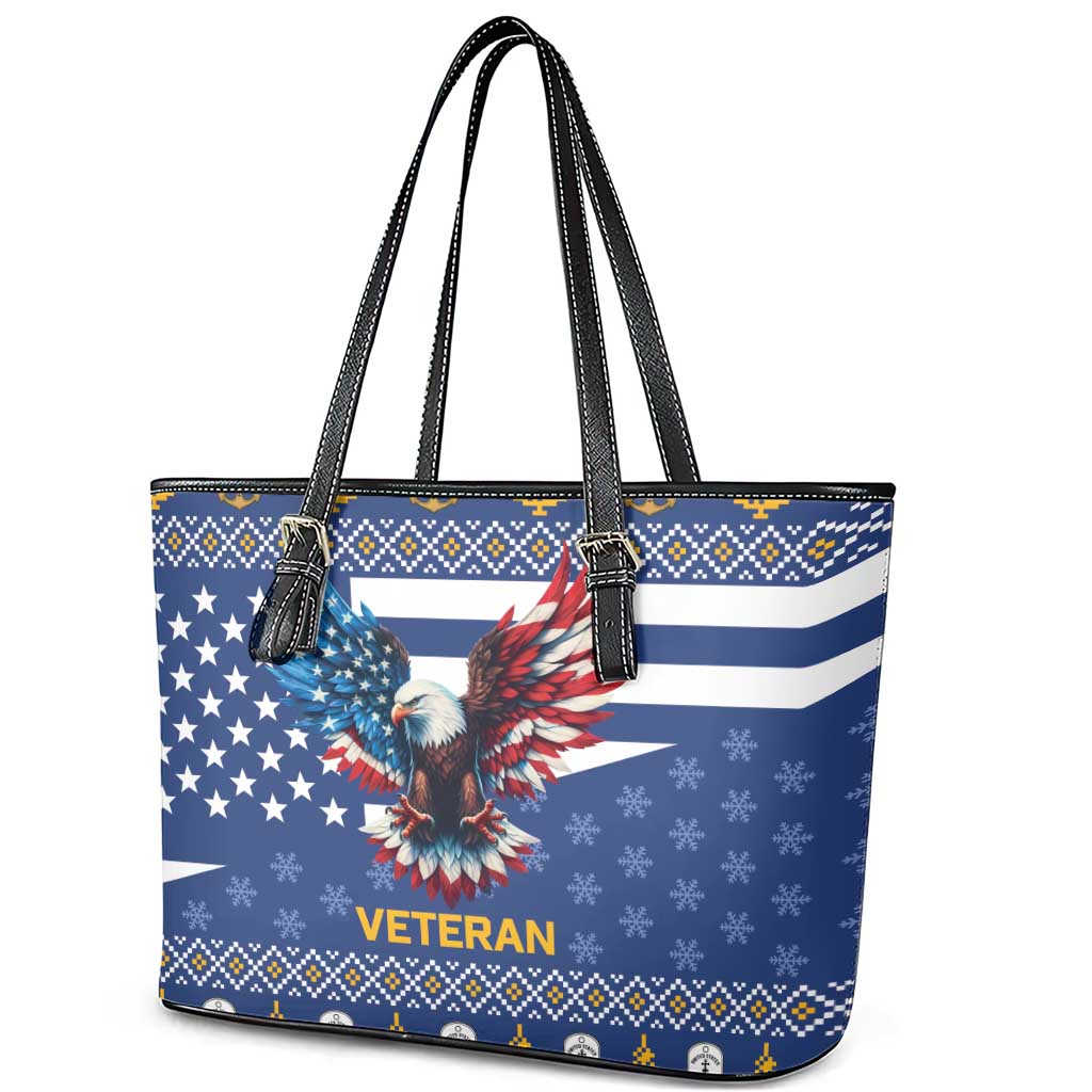 US Navy 250th Anniversary Veteran Leather Tote Bag - Wonder Print Shop