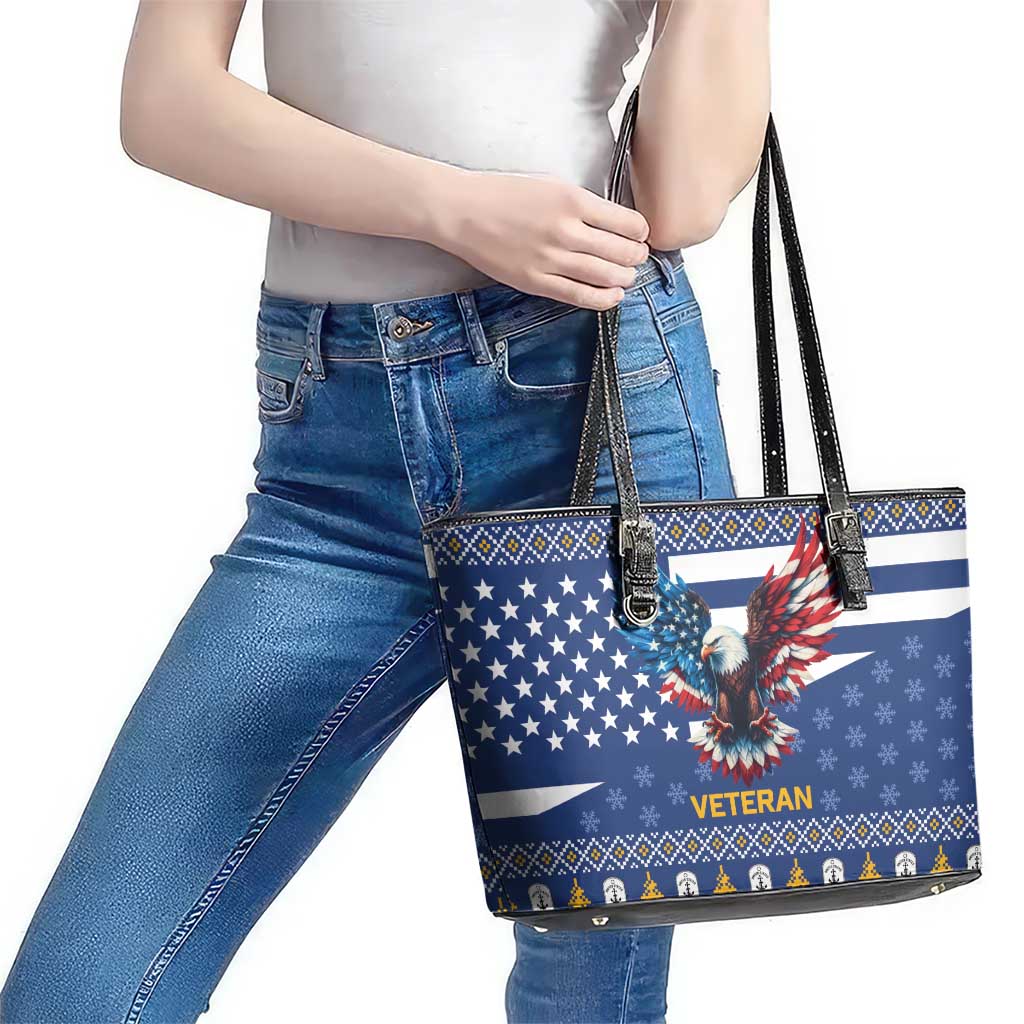 US Navy 250th Anniversary Veteran Leather Tote Bag - Wonder Print Shop