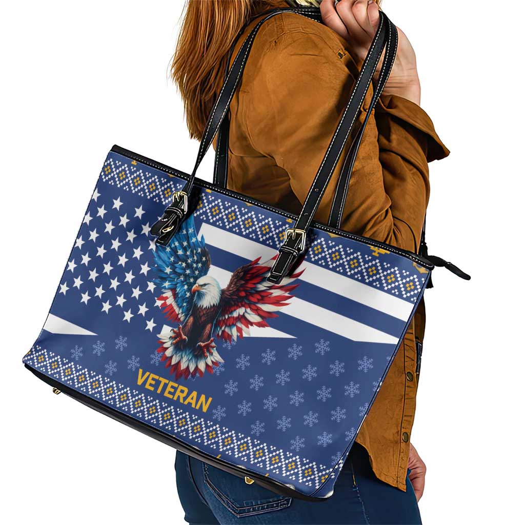 US Navy 250th Anniversary Veteran Leather Tote Bag - Wonder Print Shop