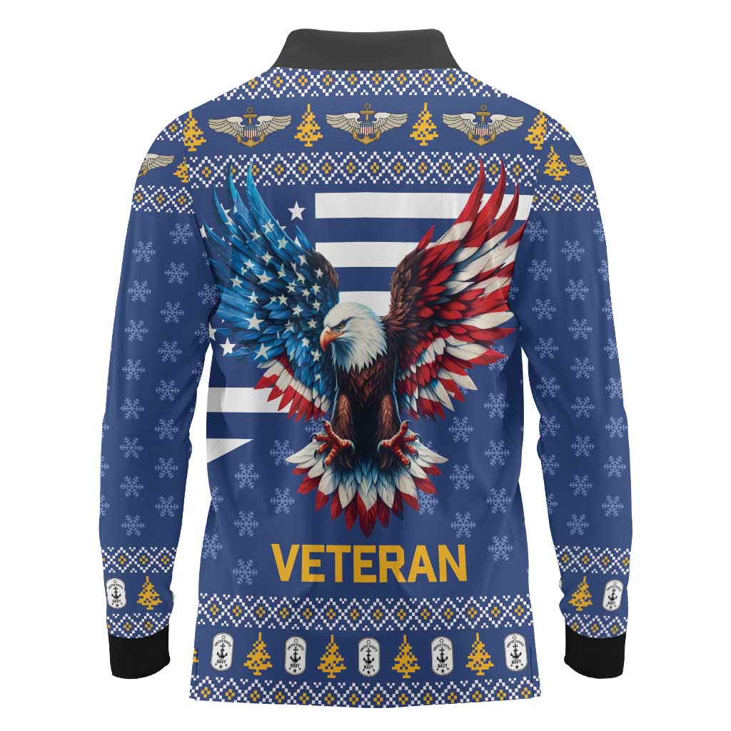 US Navy 250th Anniversary Veteran Long Sleeve Polo Shirt - Wonder Print Shop
