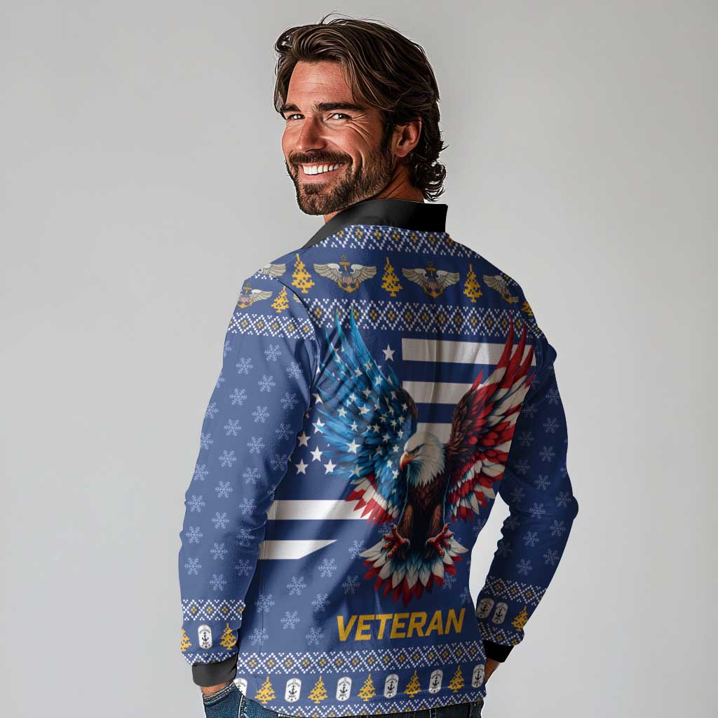 US Navy 250th Anniversary Veteran Long Sleeve Polo Shirt - Wonder Print Shop