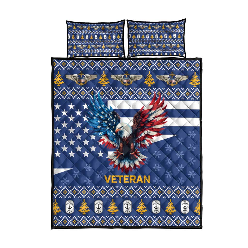 US Navy 250th Anniversary Veteran Quilt Bed Set - Wonder Print Shop