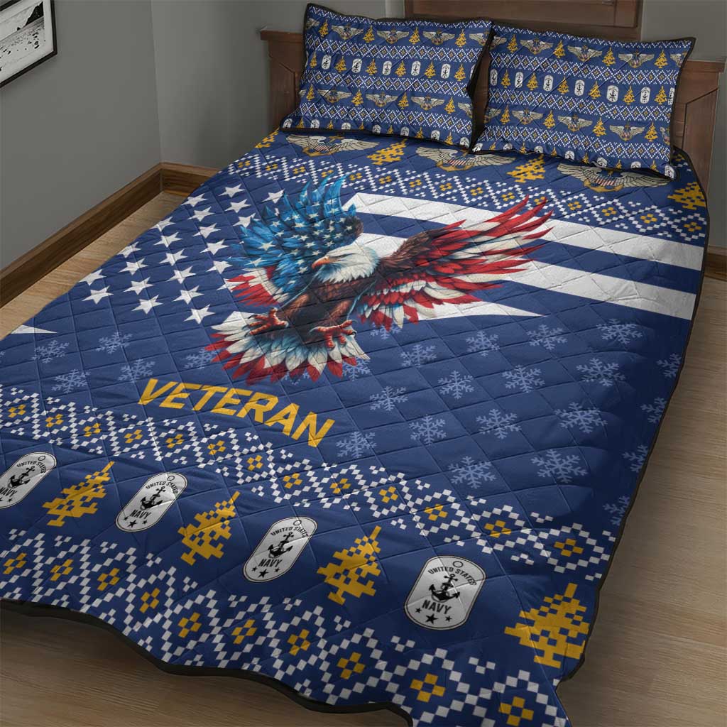 US Navy 250th Anniversary Veteran Quilt Bed Set - Wonder Print Shop