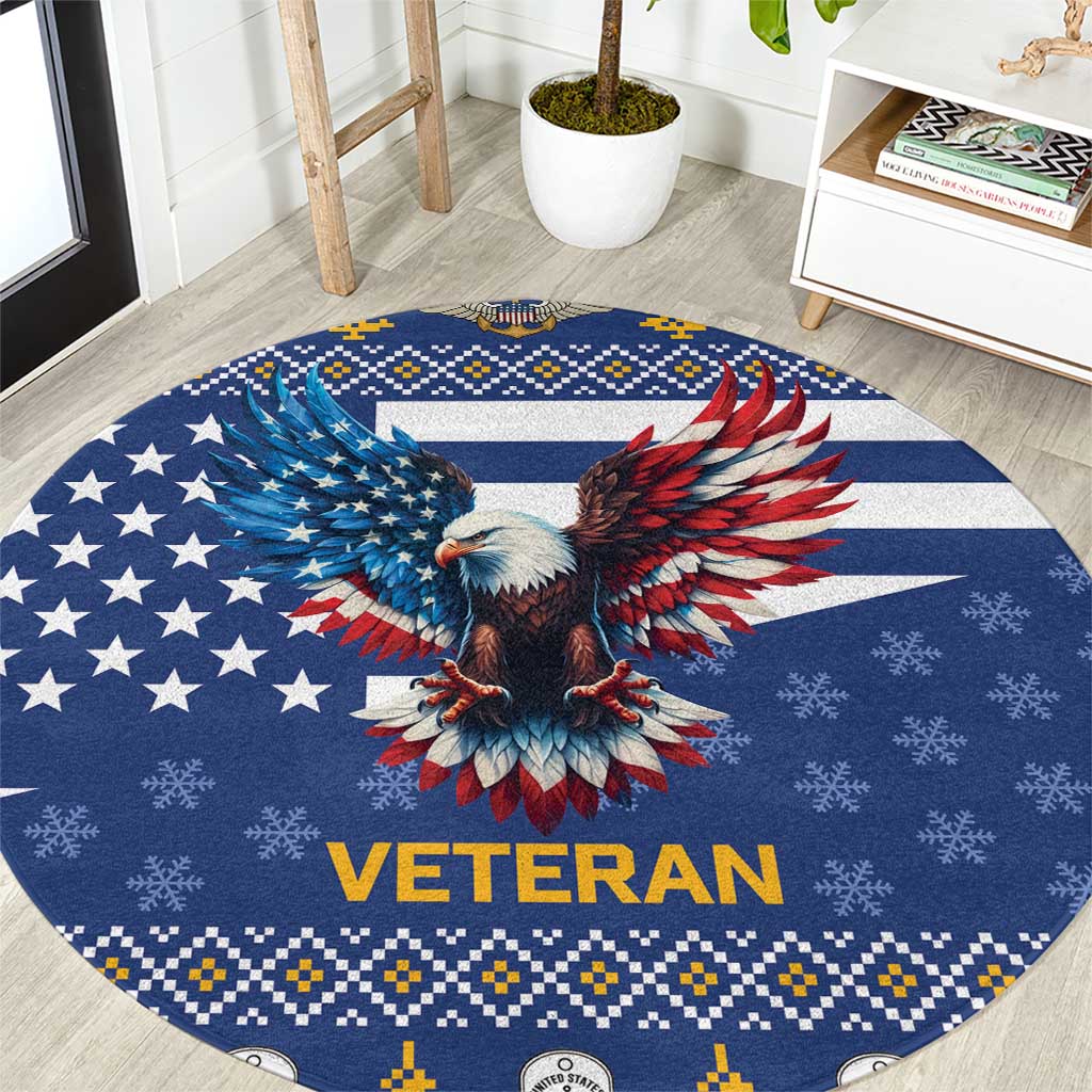 US Navy 250th Anniversary Veteran Round Carpet - Wonder Print Shop