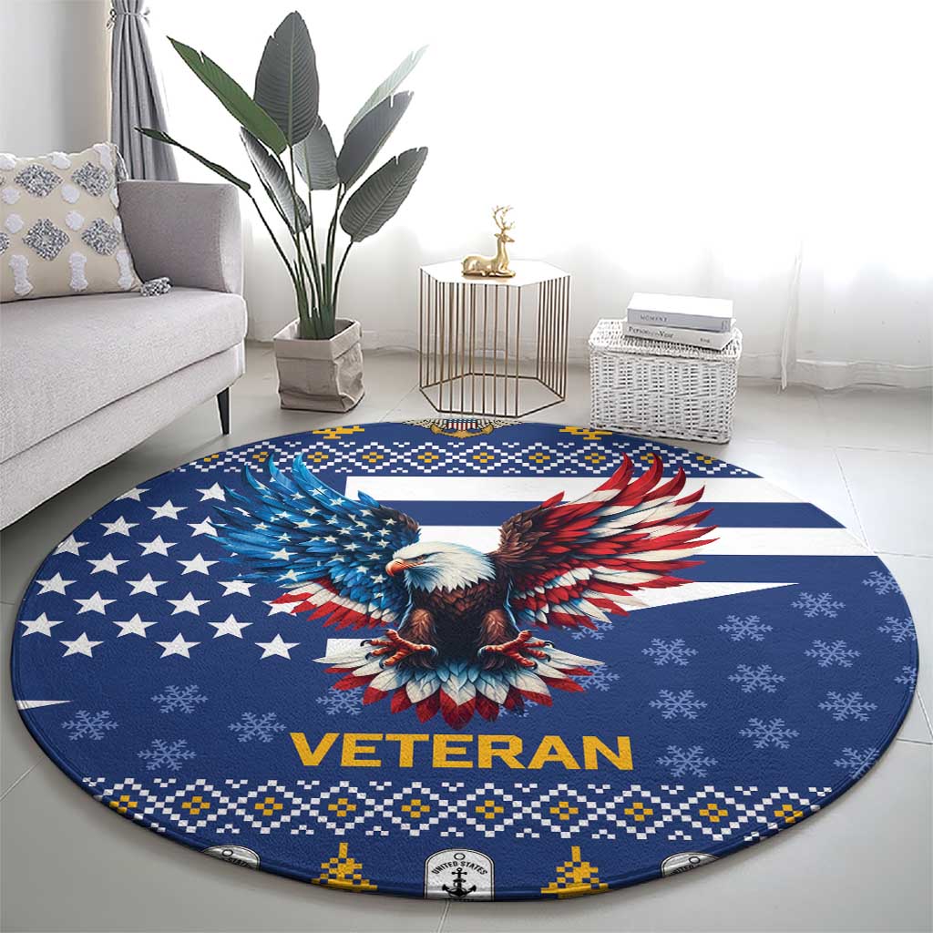 US Navy 250th Anniversary Veteran Round Carpet - Wonder Print Shop