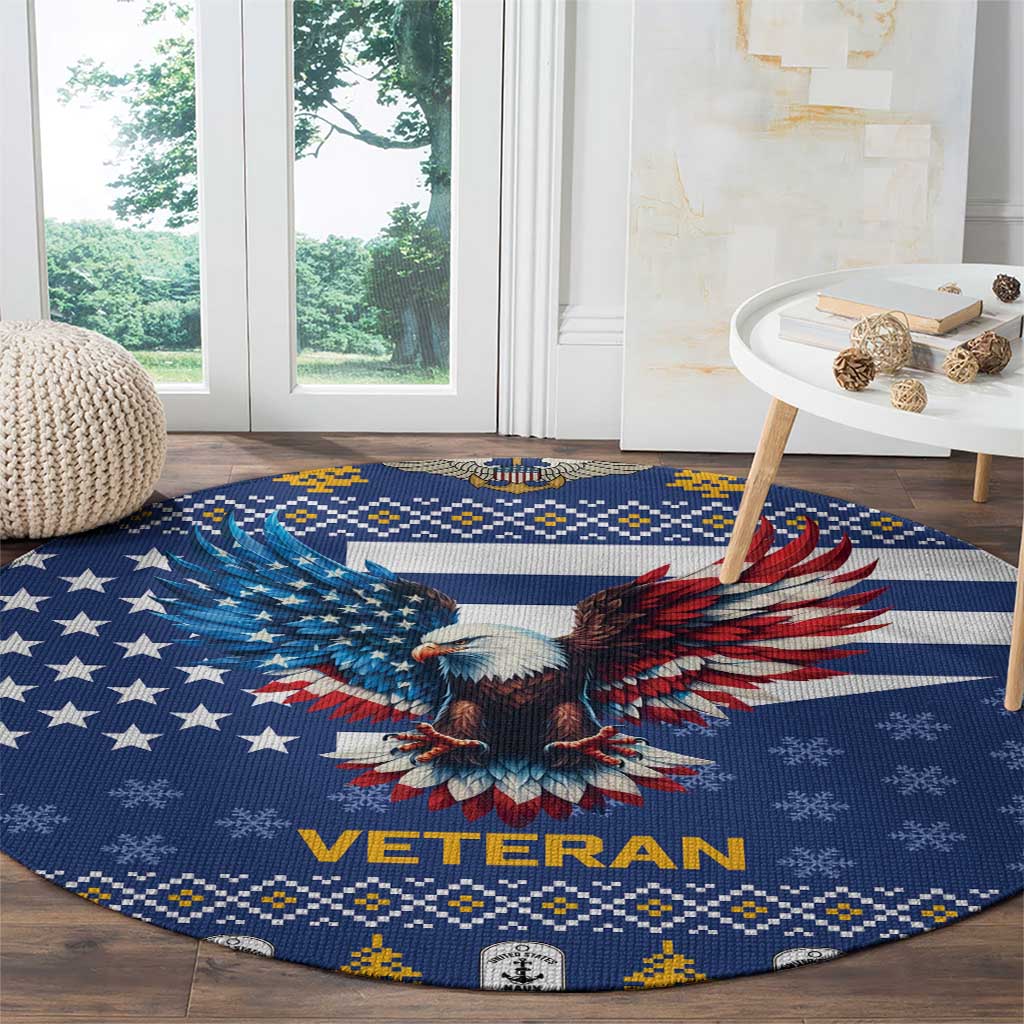 US Navy 250th Anniversary Veteran Round Carpet - Wonder Print Shop