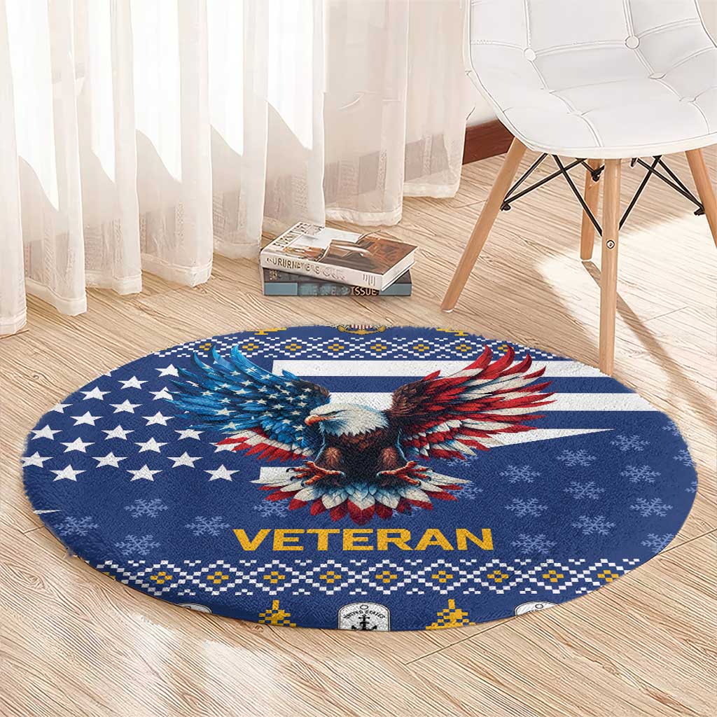 US Navy 250th Anniversary Veteran Round Carpet - Wonder Print Shop
