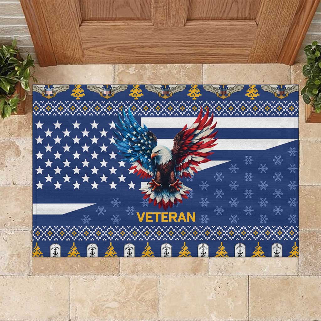 US Navy 250th Anniversary Veteran Rubber Doormat - Wonder Print Shop