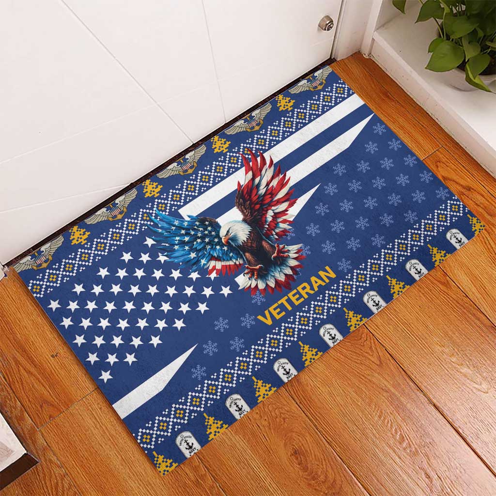 US Navy 250th Anniversary Veteran Rubber Doormat - Wonder Print Shop