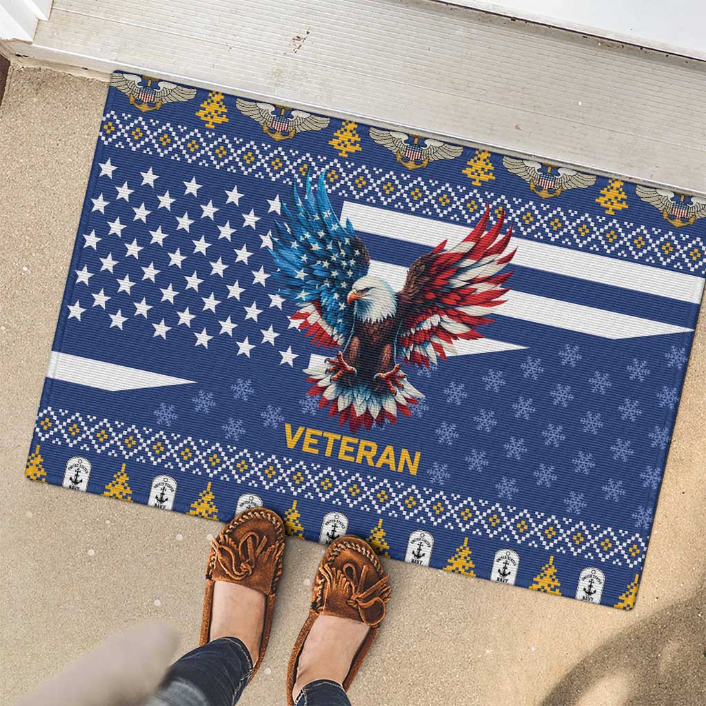 US Navy 250th Anniversary Veteran Rubber Doormat - Wonder Print Shop