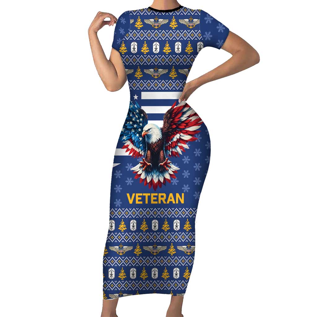 US Navy 250th Anniversary Veteran Short Sleeve Bodycon Dress - Wonder Print Shop