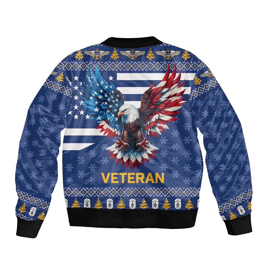 US Navy 250th Anniversary Veteran Sleeve Zip Bomber Jacket - Wonder Print Shop