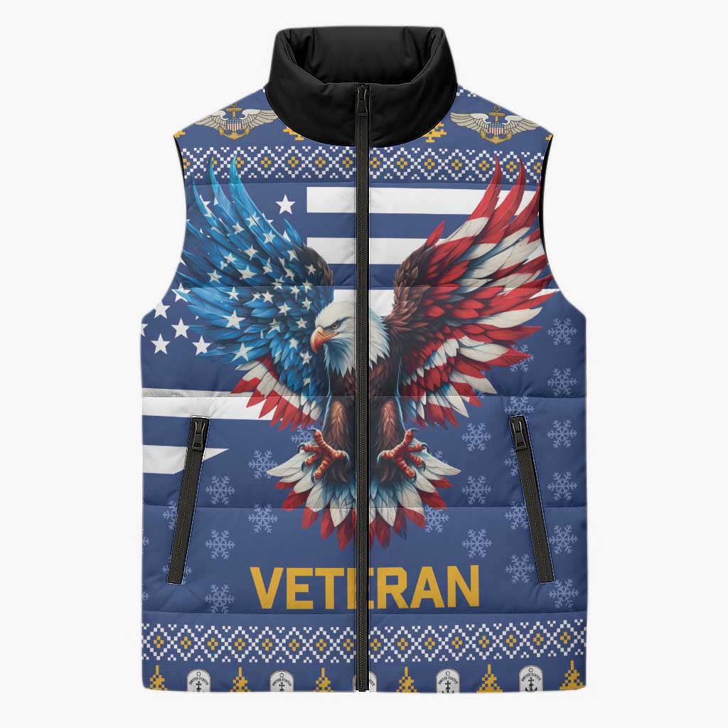 US Navy 250th Anniversary Veteran Sleeveless Puffer Jacket - Wonder Print Shop