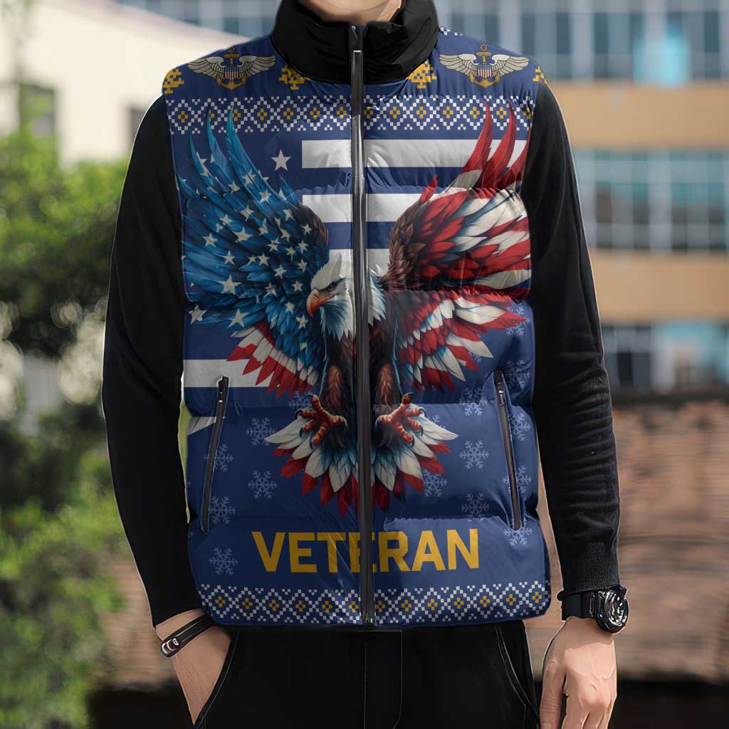 US Navy 250th Anniversary Veteran Sleeveless Puffer Jacket - Wonder Print Shop