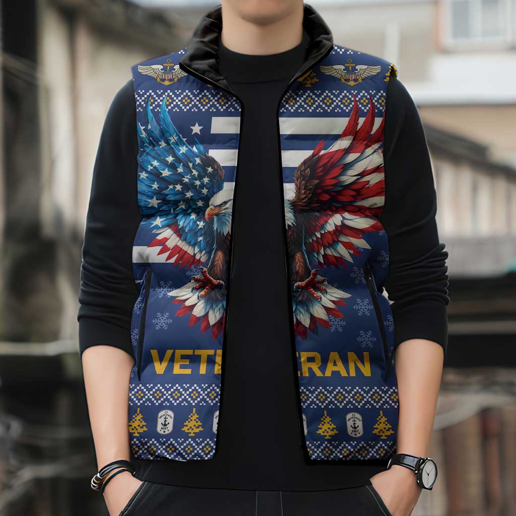 US Navy 250th Anniversary Veteran Sleeveless Puffer Jacket - Wonder Print Shop