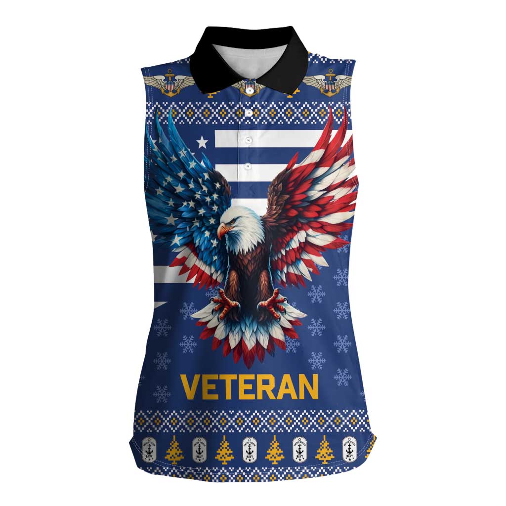 US Navy 250th Anniversary Veteran Women Sleeveless Polo Shirt - Wonder Print Shop