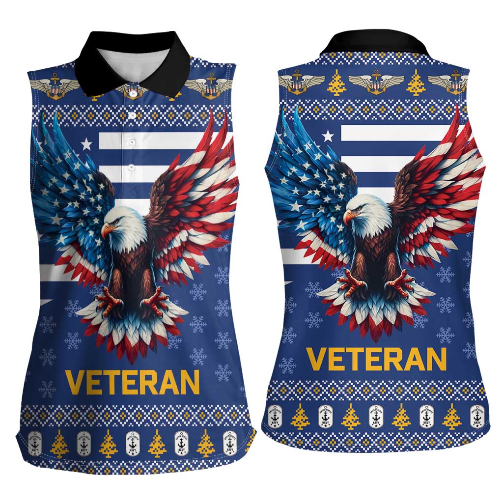 US Navy 250th Anniversary Veteran Women Sleeveless Polo Shirt - Wonder Print Shop